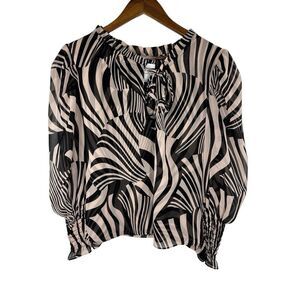 Misa Los Angeles Top Womens Size XS zebra print Long‎ Sleeve Speer